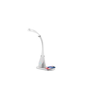 Flexo LED Rejalgar 5W blanco/cromo táctil con carga inalámbrica QI