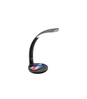 Flexo LED Alabastro 7W negro táctil con carga inalámbrica QI