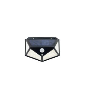 Aplique Solar Kira Negro LED 450 6000K IP65 con Sensor de Movimiento Crepuscular