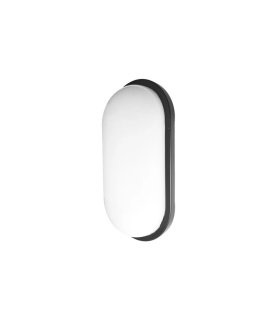 Aplique LED Pirineo Oval 12W 6500K Negro IP54 21x11x7 cm