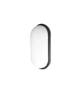 Aplique LED Pirineo Oval 18W 6500K Negro IP54 26x14,5x6,5 cm