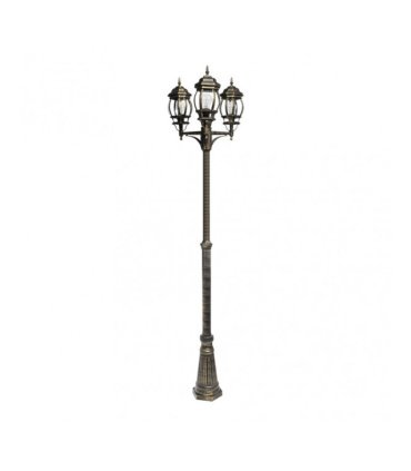 Farola Exterior Caelum 3xE27 Negro/oro IP44 153-228 cm