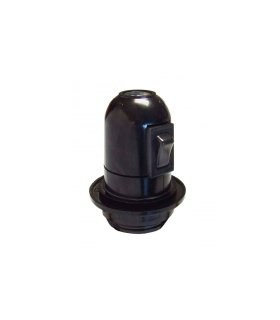 Portalámparas E27 Negro Roscado con Interruptor