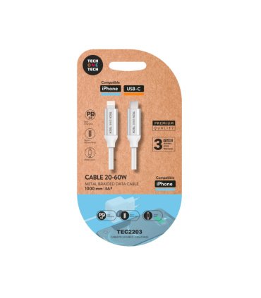 Cable USB-C a Lightning 20W-60W 3A 1 Metro Blanco