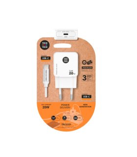 Cargador Rápido USB-C 20W Blanco con Cable USB-C 1 Metro