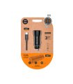 Cargador de Coche Doble USB A 12W 2,4A Negro con Cable USB-C