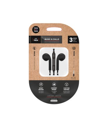 Auriculares Eartech Mini Jack 3,5 mm Negros con Micrófono
