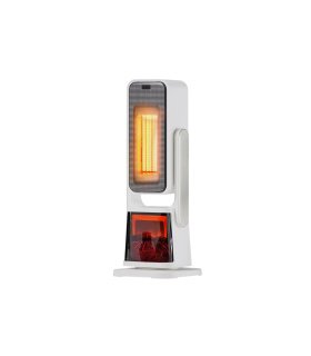 Termoventilador Torre Cerámico PTC 2000 W blanco/negro con Mando y Efecto Fuego