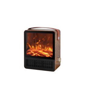 Termoventilador Cerámico PTC 1500 W Marrón con Efecto Llama Estilo Vintage