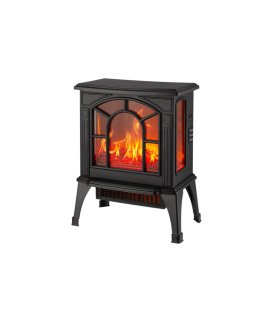 Termoventilador Cerámico PTC 1500 W Negro con Efecto Chimenea y Termostato