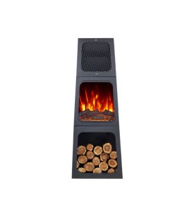 Termoventilador Cerámico PTC 1800 W Negro con Efecto Llama LED y Termostato