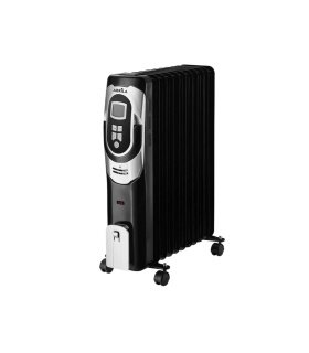 Radiador de Aceite Confort 2500 W Negro/Plata con LCD, Temporizador y Ruedas
