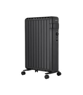Radiador de Aceite Polonia 2000 W Negro con Aletas Cerradas, 9 Elementos y Termostato