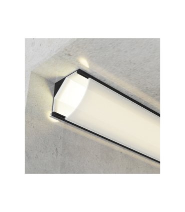 Perfil de Aluminio Esquina L Lacado M LEDME Negro 2 Metros para Iluminación LED
