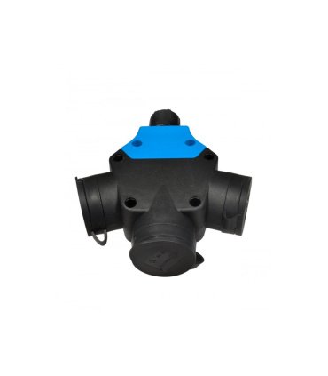 Adaptador Triple T.T. de Goma Negro con Prensaestopa