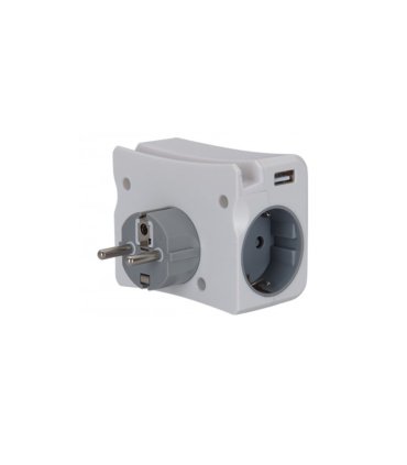 Adaptador Doble para Smartphone 2 Tomas 16 A + 2 USB 5 V 2,4 A