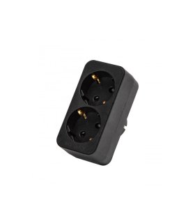 Adaptador Doble T.T. Horizontal Negro 16 A 250 V 3680 W