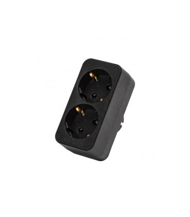 Adaptador Doble T.T. Horizontal Negro 16 A 250 V 3680 W