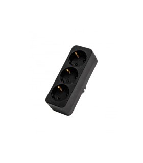 Adaptador Triple T.T. Horizontal Negro 16 A 250 V 3680 W