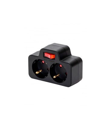 Adaptador Doble T.T. con Interruptor Negro 16 A 250 V 3680 W