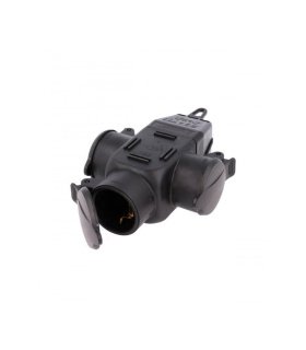 Adaptador Triple T.T. Negro con Toma de Cable IP44