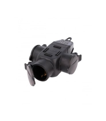 Adaptador Triple T.T. Negro con Toma de Cable IP44