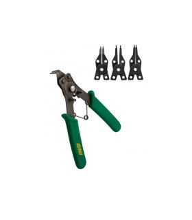 Alicates para Arandelas de Seguridad 180 mm con 4 Mandíbulas Intercambiables