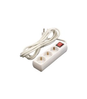 Base Múltiple 3 Tomas T.T. 1,5 Metros Blanca con Interruptor