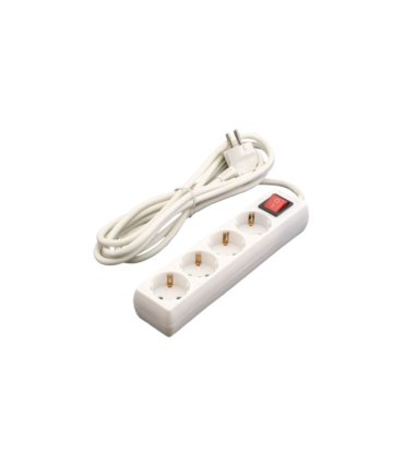 Base Múltiple 4 Tomas T.T. 3 Metros Blanca con Interruptor