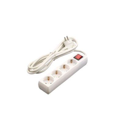 Base Múltiple 4 Tomas T.T. 5 Metros Blanca con Interruptor