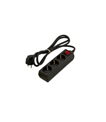 Base Múltiple 3 Tomas T.T. 1,5 Metros Negra con Interruptor