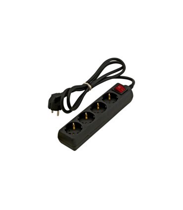Base Múltiple 4 Tomas T.T. 1,5 Metros Negra con Interruptor