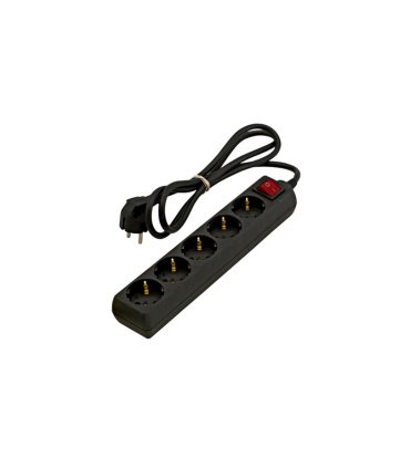 Base Múltiple 5 Tomas T.T. 1,5 Metros Negra con Interruptor