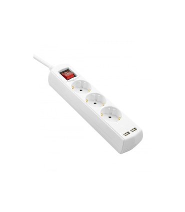 Base Múltiple 3 Tomas T.T. 1,5 Metros con Interruptor y 2 USB