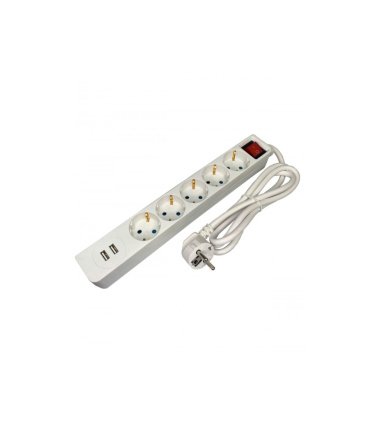 Base Múltiple 5 Tomas T.T. 1,5 Metros con Interruptor y 2 USB
