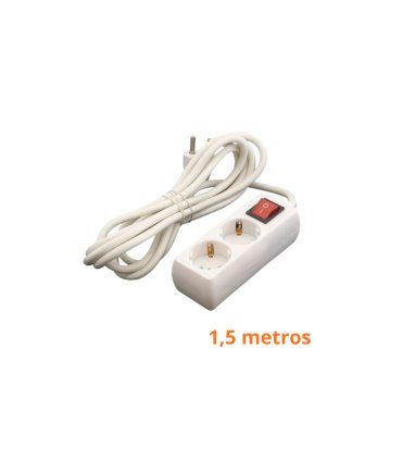 Base Múltiple 2 Tomas T.T. 1,5 Metros Blanca con Interruptor