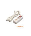 Base Múltiple 2 Tomas T.T. 3 Metros Blanca con Interruptor