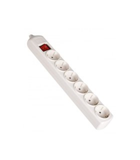 Base de Superficie 6 Tomas T.T. con Interruptor Solera 8006IL
