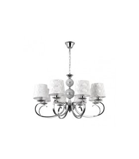 Lámpara de techo 8 luces E14 cromo y blanco Ubeda