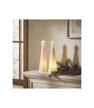 Set de 2 Velas Navideñas LED de Cera Solara 26 cm con Pilas