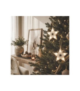 Estrella Navideña LED de Madera Sira 13 cm Blanco Cálido
