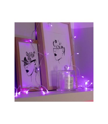 Guirnalda Exterior Cable LED 5 m con Pilas 50 LED Morado