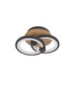 Plafón LED 32W regulable con mando negro y madera oscura Sydney