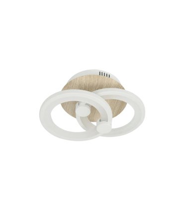 Plafón LED 32W regulable con mando blanco y madera clara Sydney