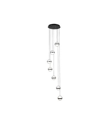 Plafón Colgante LED Negro 7 Luces 196W 15288 lm People