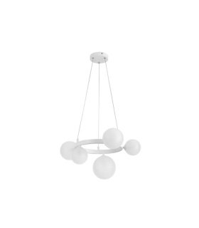 Lámpara Colgante Blanca 5 Luces G9 Tulipas Globo 52x52 cm Lozolla