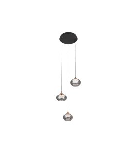 Plafón Colgante LED Negro 3 Luces 21W Regulable 35x35 cm Pompeya