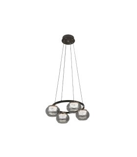 Plafón Colgante LED Negro 4 Luces 28W Regulable 48x48 cm Pompeya