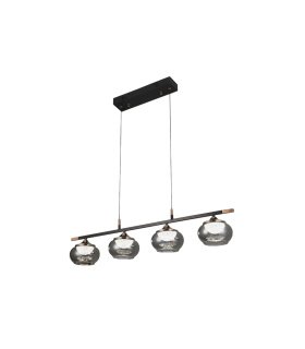 Regleta Colgante LED Lineal Negra 4 Luces 28W 91x15 cm Pompeya