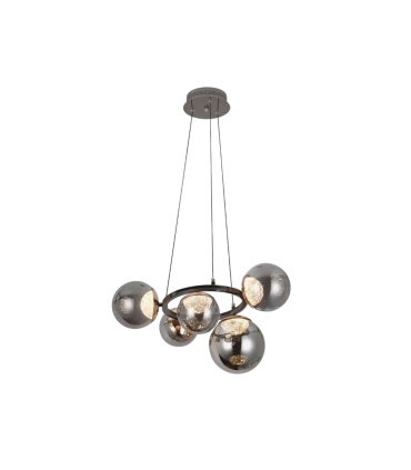 Plafón Colgante LED Negro 5 Luces 35W Regulable 58x58 cm Pompeya